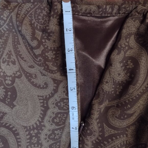 Chocolate Brown Paisley Pattern Maxi Skirt – Size 13/14 - Picture 6 of 9